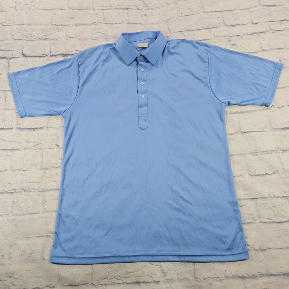 Collars & Co Polo Shirt Men XL Light Blue Performance Short Sleeve Business Golf
